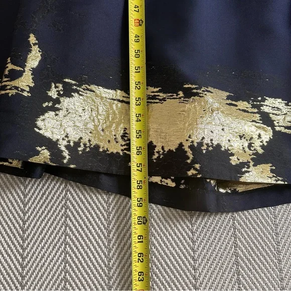 Alberto Makali Elegant Navy Gold V-Neck Sheer Back Wedding Guest Dress Size 6 - Picture 14 of 15